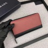 Designer Prada Saffiano leather Zip Around Wallet Wine Red / Black