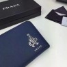 High Prada Saffiano Zip Around Wallet Dark Blue