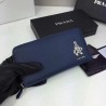 High Prada Saffiano Zip Around Wallet Dark Blue