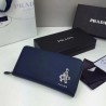 High Prada Saffiano Zip Around Wallet Dark Blue