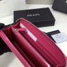 Copy Prada Saffiano Zip Around Wallet Wine Red