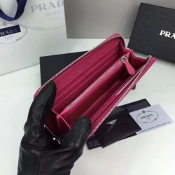 Copy Prada Saffiano Zip Around Wallet Wine Red