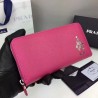 Copy Prada Saffiano Zip Around Wallet Wine Red