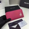 Copy Prada Saffiano Zip Around Wallet Wine Red