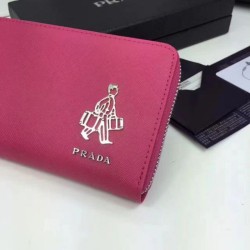 Copy Prada Saffiano Zip Around Wallet Wine Red