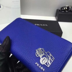 AAA+ Prada Zip Around Wallet Blue