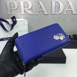 AAA+ Prada Zip Around Wallet Blue