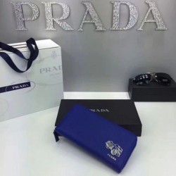 AAA+ Prada Zip Around Wallet Blue