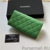 Knockoff A80758 Quilted Long Flap Wallet Green