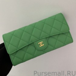 Knockoff A80758 Quilted Long Flap Wallet Green