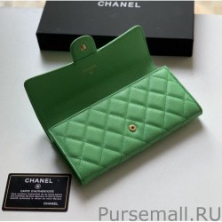 Knockoff A80758 Quilted Long Flap Wallet Green