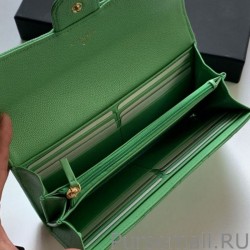 Knockoff A80758 Quilted Long Flap Wallet Green