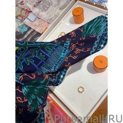 Inspired Hermes Cashmere silk Shawl 140 Navy Blue