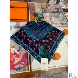 Inspired Hermes Cashmere silk Shawl 140 Navy Blue