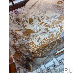 Designer Hermes Cashmere silk Shawl 140 Off-white