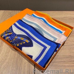 High Quality Hermes Cashmere Silk square Shawl 140 Blue