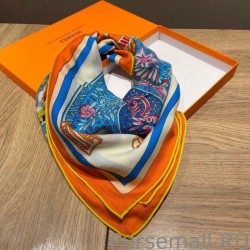 High Hermes Cashmere Silk square Shawl 140 Orange