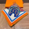 High Hermes Cashmere Silk square Shawl 140 Orange