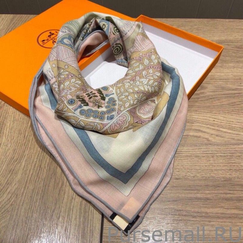 Top Hermes Cashmere Silk square Shawl 140 Pink