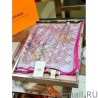 Perfect Hermes flower wing brocade cashmere silk Shawl 140 Rose