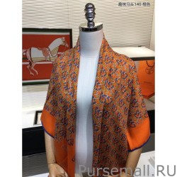 Copy Hermes fun horsehead cashmere silk Shawl 140 Orange