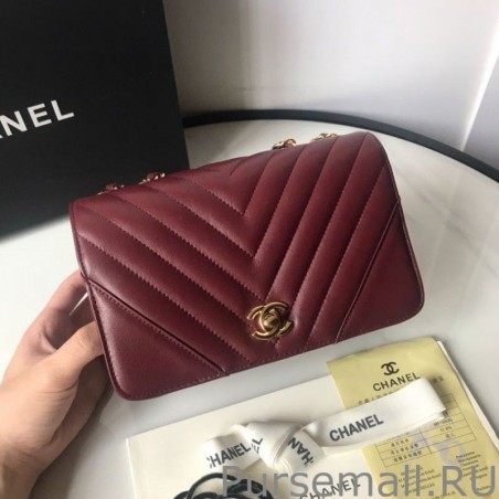 7 Star Mini Chevron Statement Flap Bag A91586 Claret