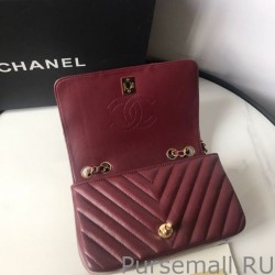 7 Star Mini Chevron Statement Flap Bag A91586 Claret