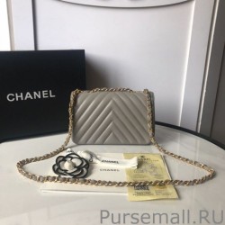 Knockoff Mini Chevron Statement Flap Bag A91586 Gray