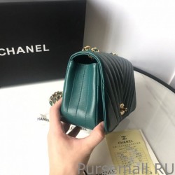 UK Mini Chevron Statement Flap Bag A91586 Green