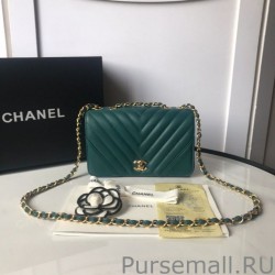 UK Mini Chevron Statement Flap Bag A91586 Green