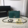 UK Mini Chevron Statement Flap Bag A91586 Green