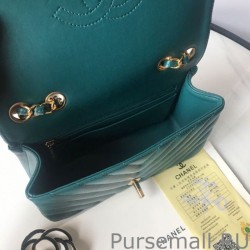 UK Mini Chevron Statement Flap Bag A91586 Green