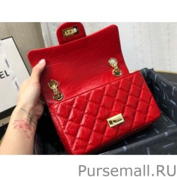 Luxury Mini Reissue 2.55 Graffiti Croc Embossed Flap Bag Red