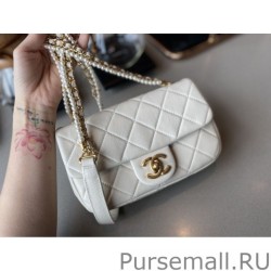 7 Star New Mini Crystal Pearls Chain Bag AS2210 White