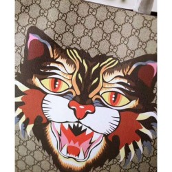 Best Angry Cat Print GG Supreme Tote 450950 Coffee