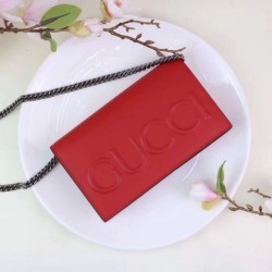 Wholesale Embossed GG Leather Chain Bag Red 421850 Red