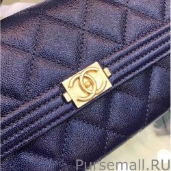 Replica Boy A80286 Caviar Leather Long Wallet Blue