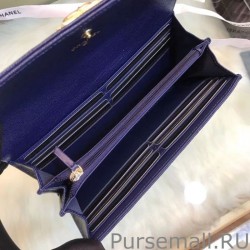 Replica Boy A80286 Caviar Leather Long Wallet Blue