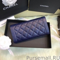 Replica Boy A80286 Caviar Leather Long Wallet Blue