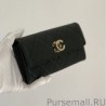 Top Quality Calfskin Gold-Tone Metal Wallet AP1895 black