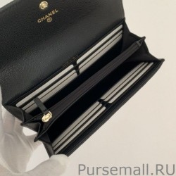 Top Quality Calfskin Gold-Tone Metal Wallet AP1895 black