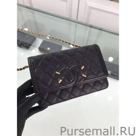 7 Star CC Filigree Wallet On Chain Black