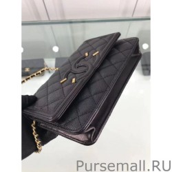 7 Star CC Filigree Wallet On Chain Black