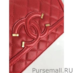 Knockoff CC Filigree Wallet On Chain Red