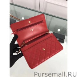 Knockoff CC Filigree Wallet On Chain Red