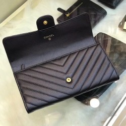 1:1 Mirror Chevron Long Wallet A31506 Black