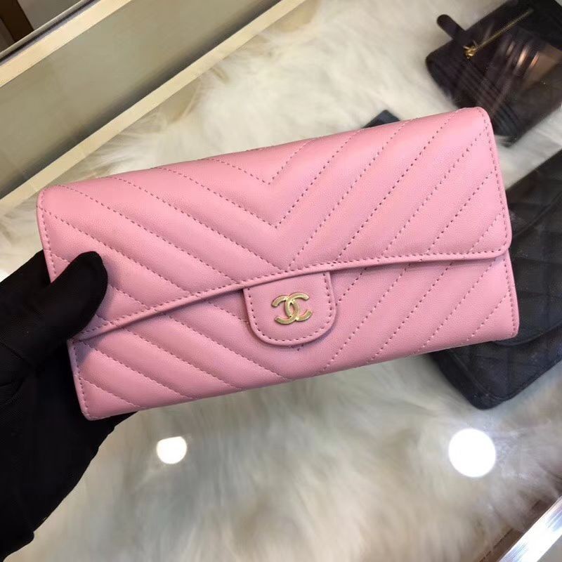 Top Chevron Long Wallet A31506 Pink