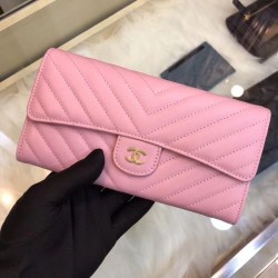 Top Chevron Long Wallet A31506 Pink