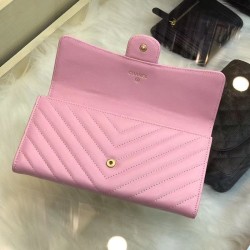 Top Chevron Long Wallet A31506 Pink