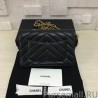 Perfect Chevron V Stitch Chain Wallet Leather A33814 Black